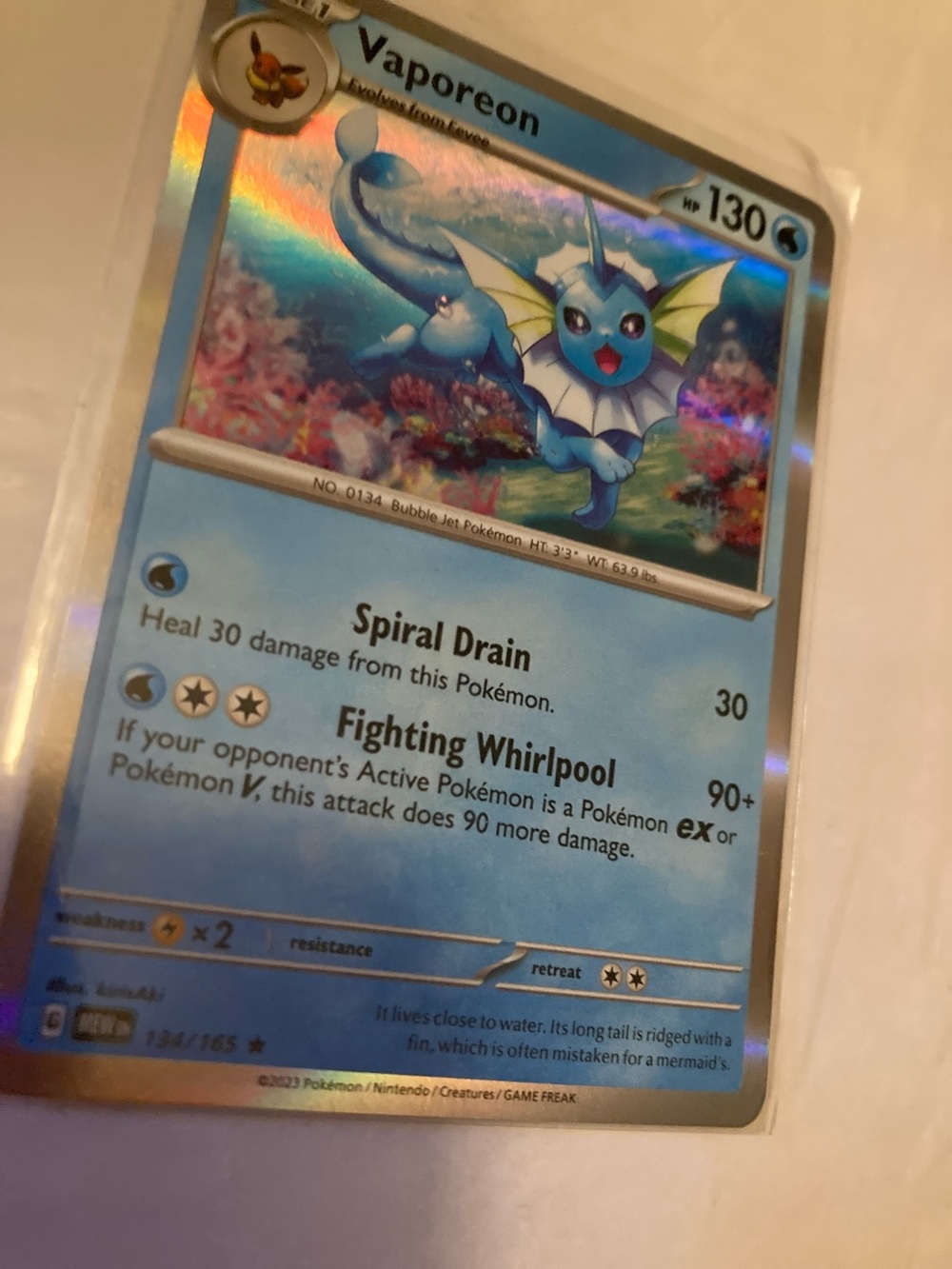 Pokemon Vaporeon Holographic Trading Card - Blue - Picture 9 of 12